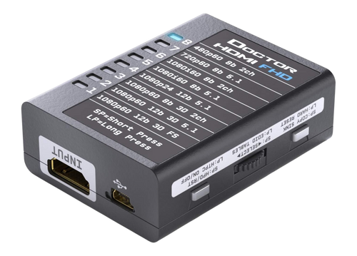 Ausgangsseite des Dr HDMI 4K mit HDMI-Ausgang, RS232-Buchse sowie den Tasten Copy Sink und HPD